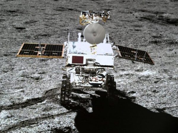 This picture released on January 11, 2019 by the China National Space Administration (CNSA) via CNS shows the Yutu-2 moon rover, taken by the Chang'e-4 lunar probe on the far side of the moon.  China will seek to establish an international lunar base one day, possibly using 3D printing technology to build facilities, the Chinese space agency said on January 14, weeks after landing the rover on the moon's far side.
The agency said four more lunar missions are planned, confirming the launch of a probe by the end of the year to bring back samples from the moon.,Image: 407300662, License: Rights-managed, Restrictions: China OUT, Model Release: no